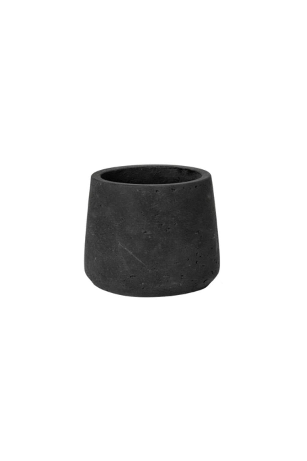 Pottery Pots Black Washed Patt Pot against a white background.