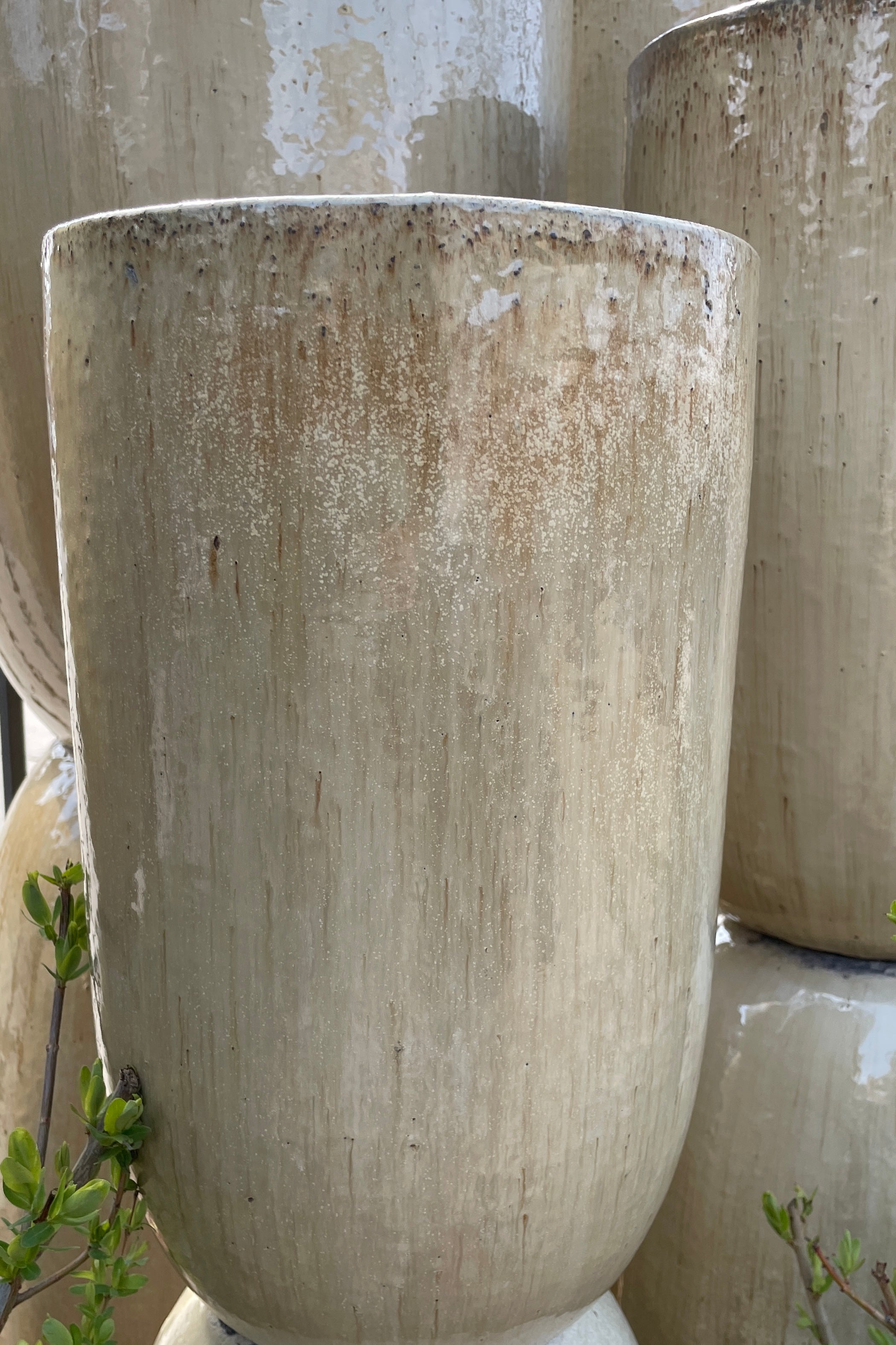 Sand Crucible planter stacked in the Sprout Home yard.