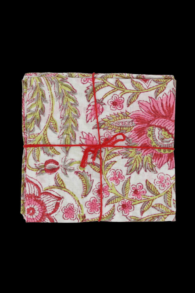 Cotton Napkins Gypsophil Pasteque ©Suzette a Table