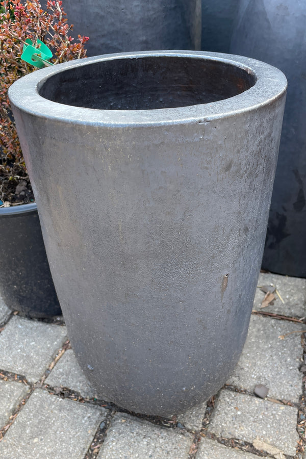 A graphite crucible planter looking in from the top side.