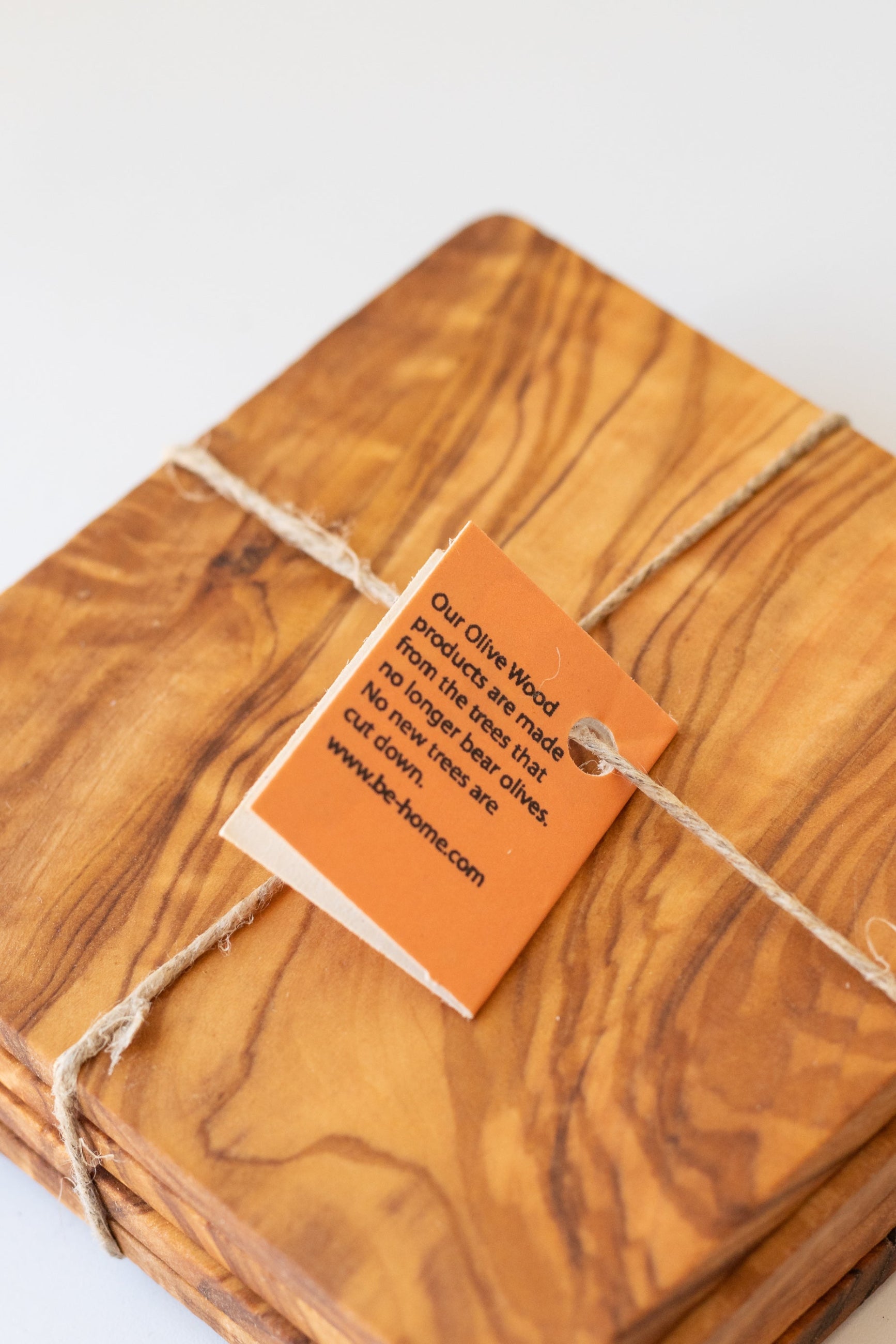 detail of the olive wood coaster set ©Sprout Home