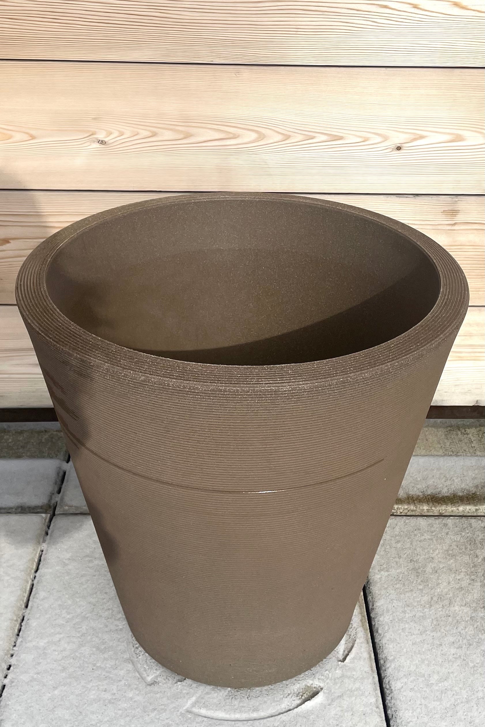 A slight overhead view of Madison Mocha Planter 20"