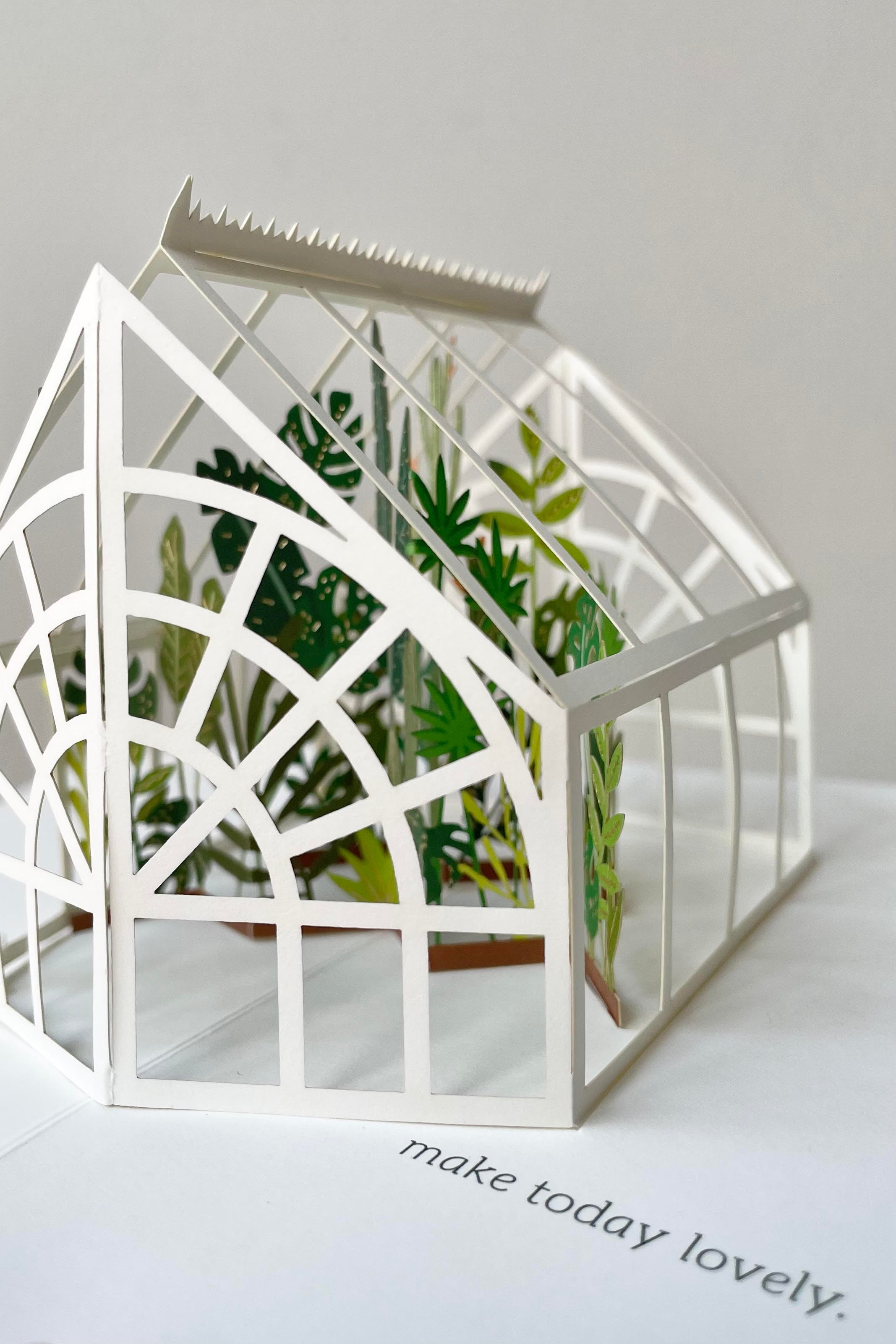 Zoomed in shot of the Greenhouse Pop-up Card.