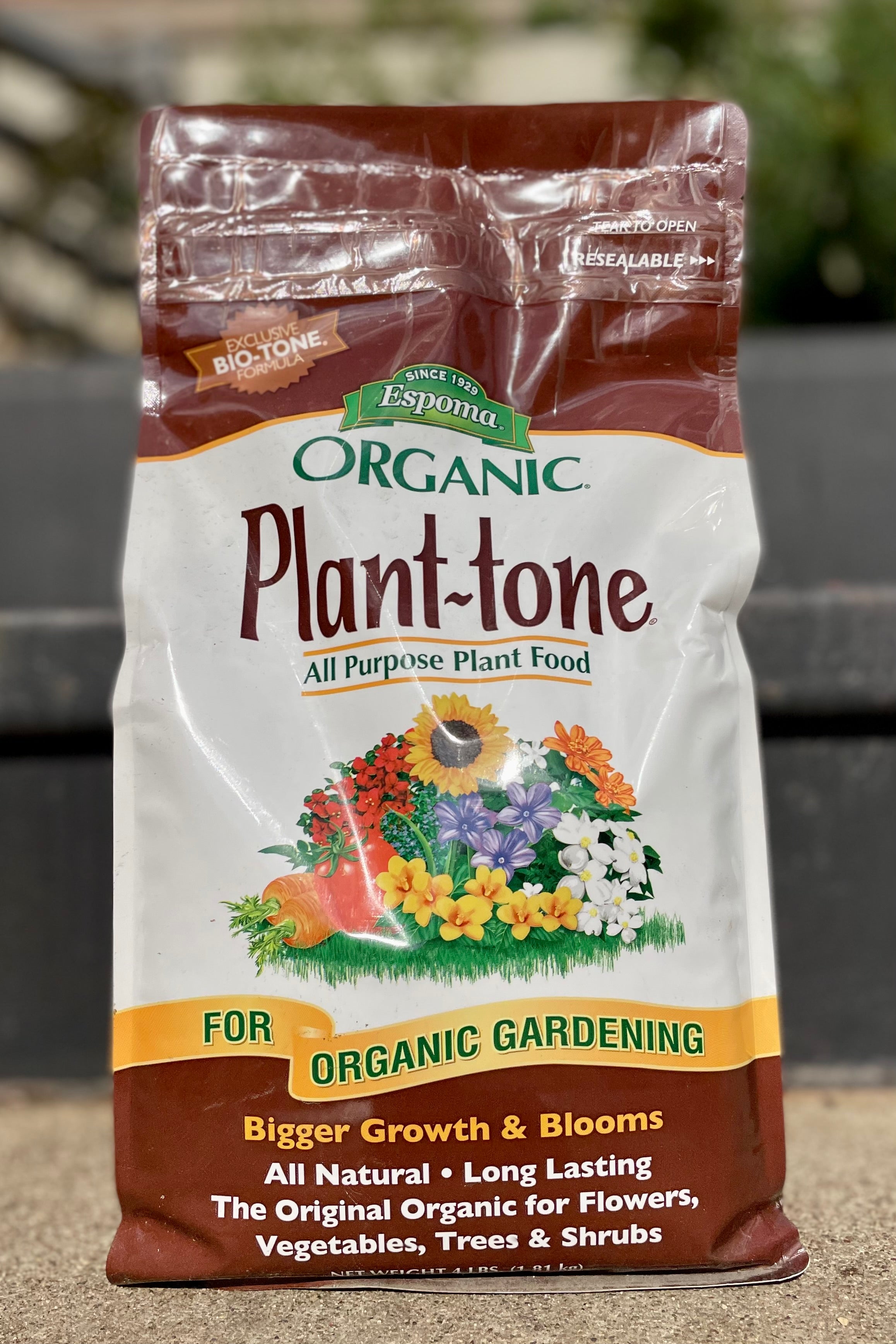Espoma Organic Plant -Tone 4lb against agrey wall