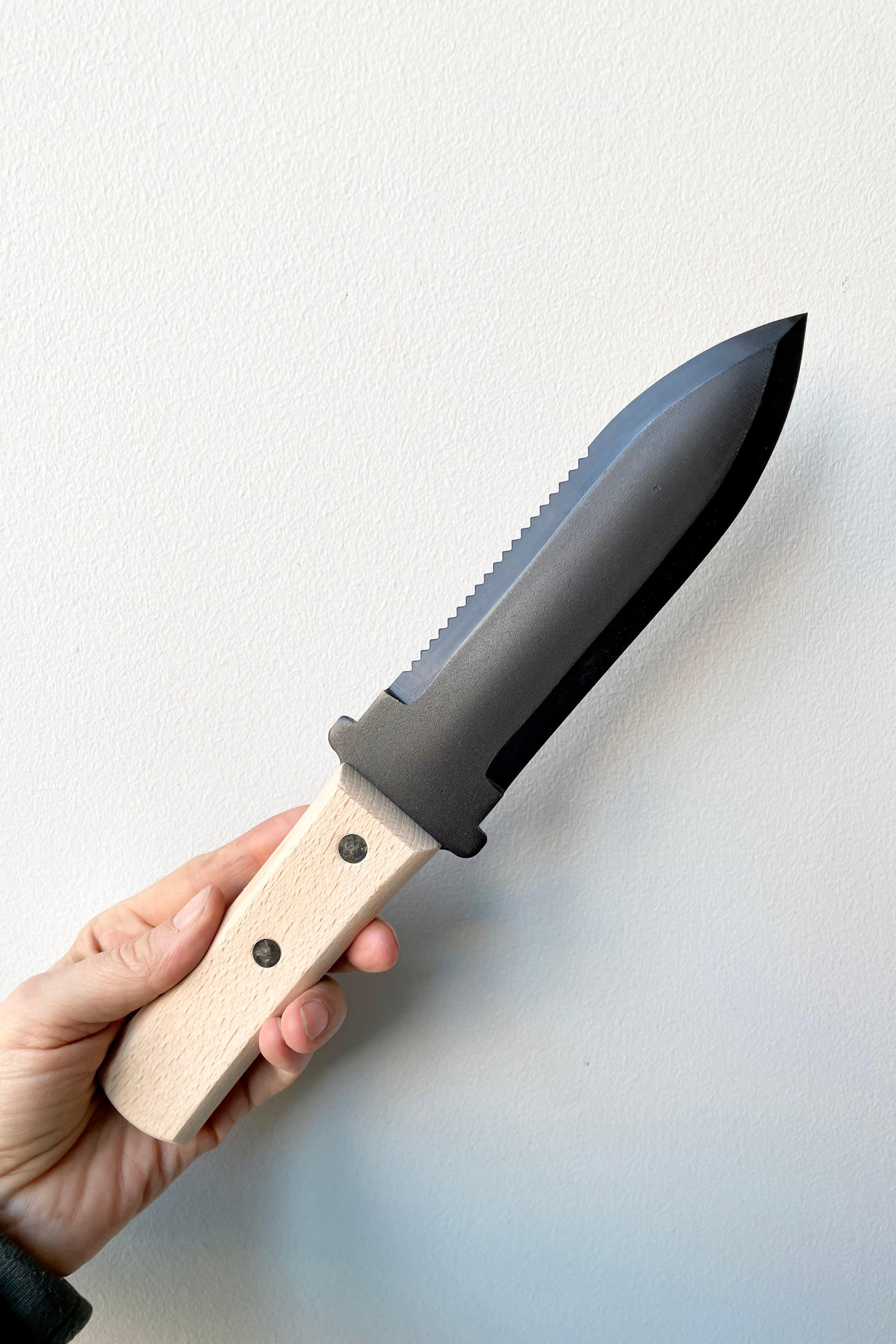 wooden handled hori hori stainless steel garden knife made out of