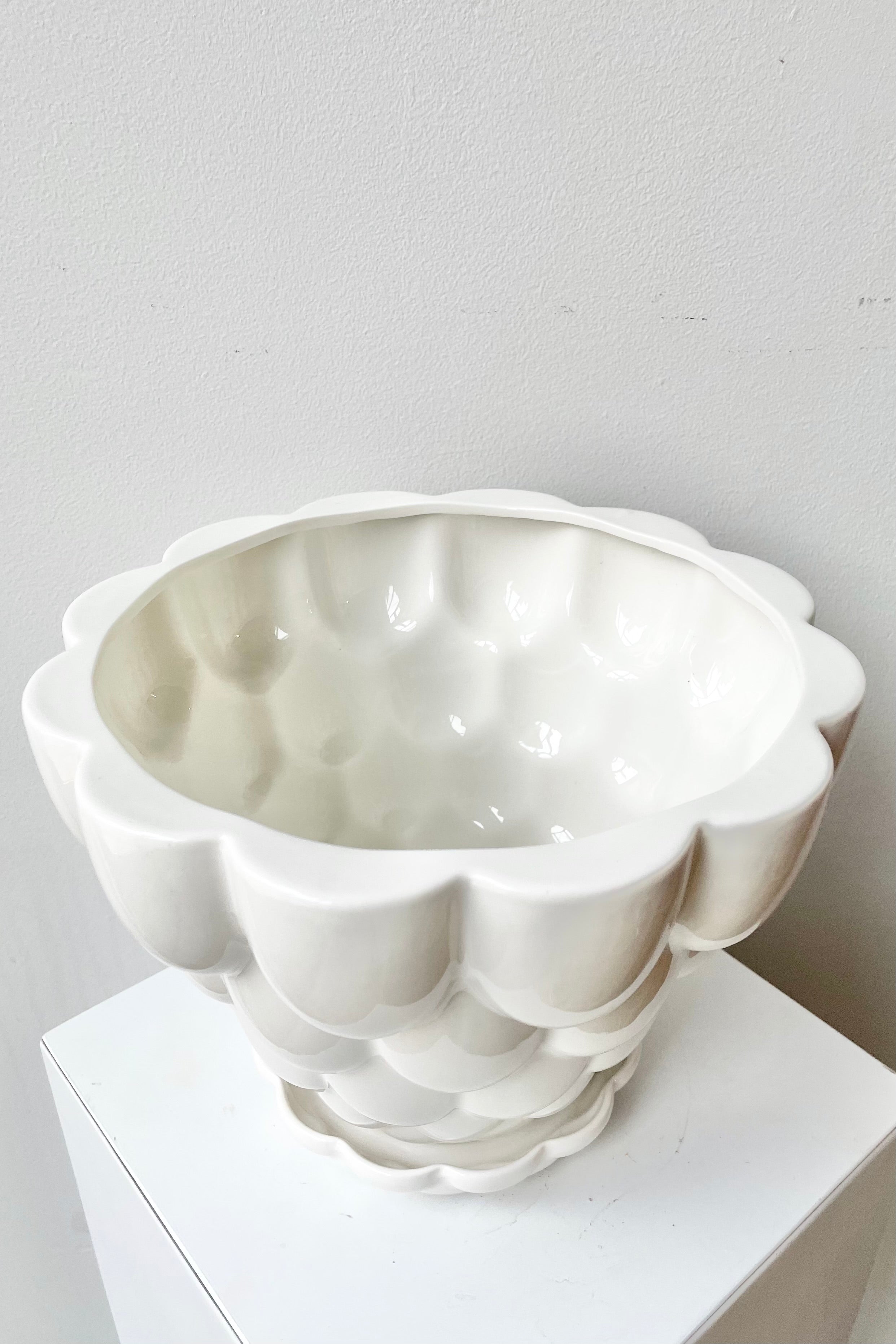 White Jelly Planter looking from above inside the pot.