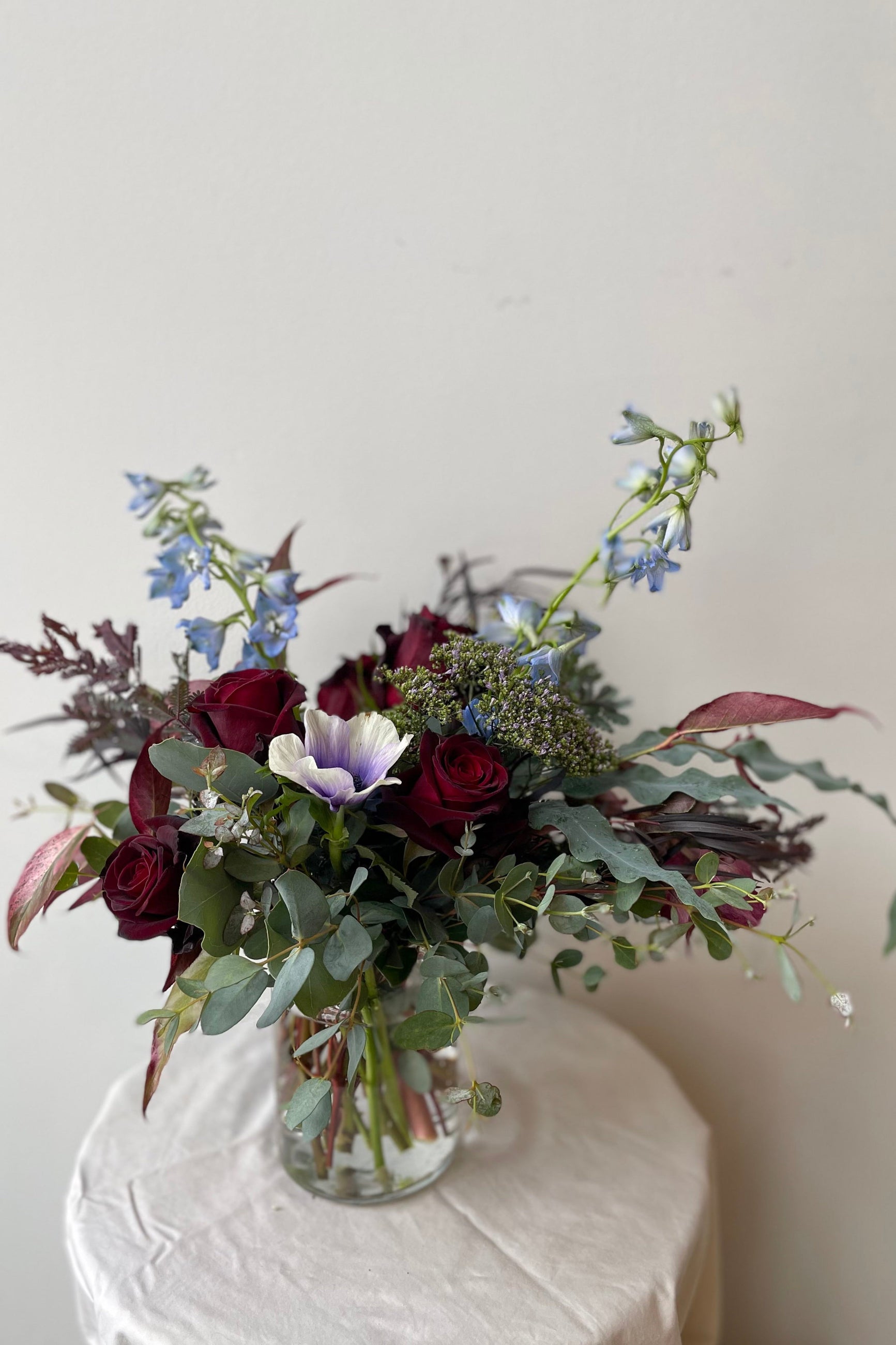 custom Sprout Home Floral arrangement in deep Storm color during winter ©Sprout Home #size_$75