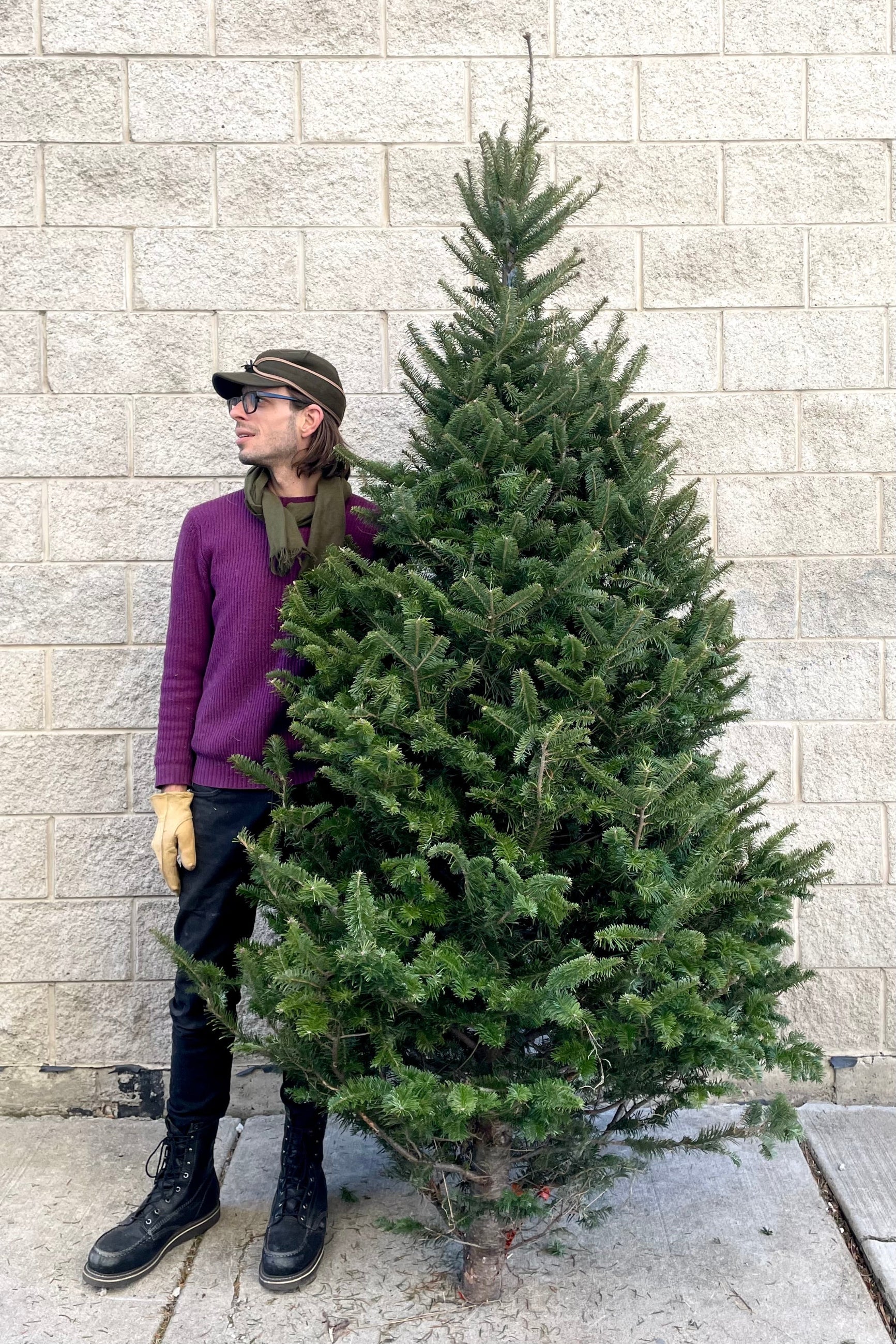 A man holds a variation of Balsam #1 Standard 6–8' Christmas tree ©Sprout Home
