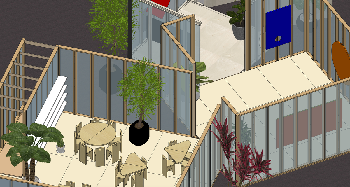 Architectural rendering of SATELLITE project space by Bridgette Buckley
