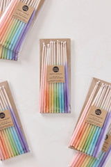 Knot & Bow rainbow ombre tall beeswax candles multiple packages laying flat