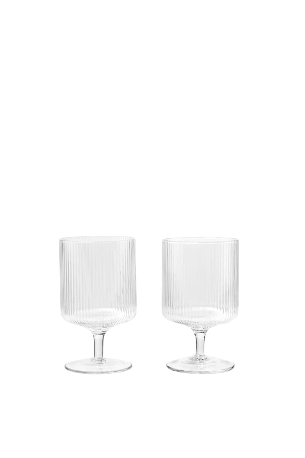 Clear Ripple Wine glass pair by Ferm Living.