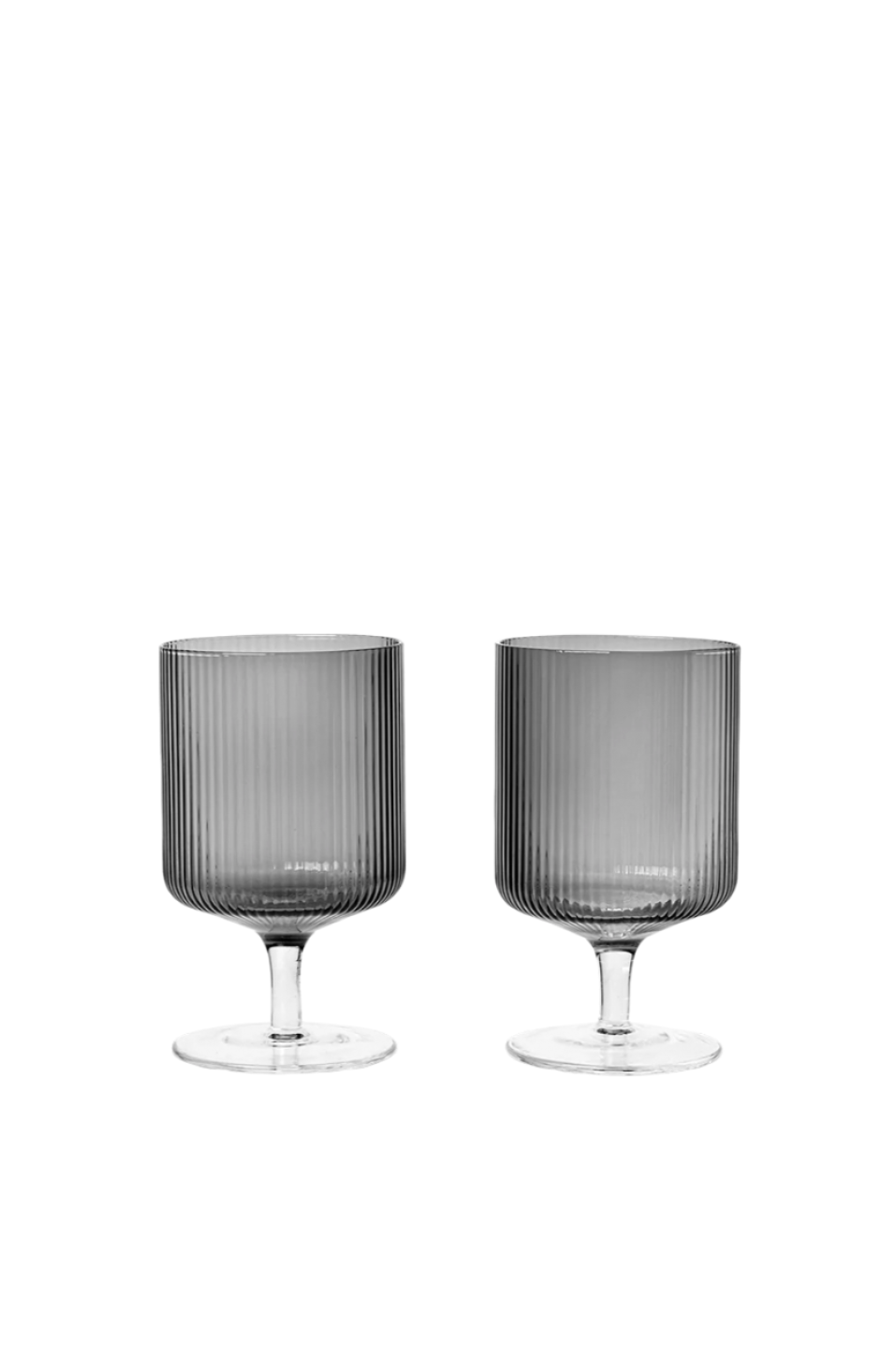 Smoked Grey Wine glasses pair by Ferm Living.