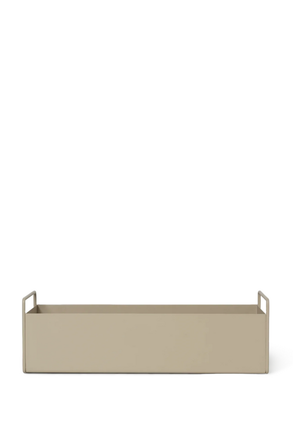 Cashmere Plant box by Ferm living shown empty and from the long side.