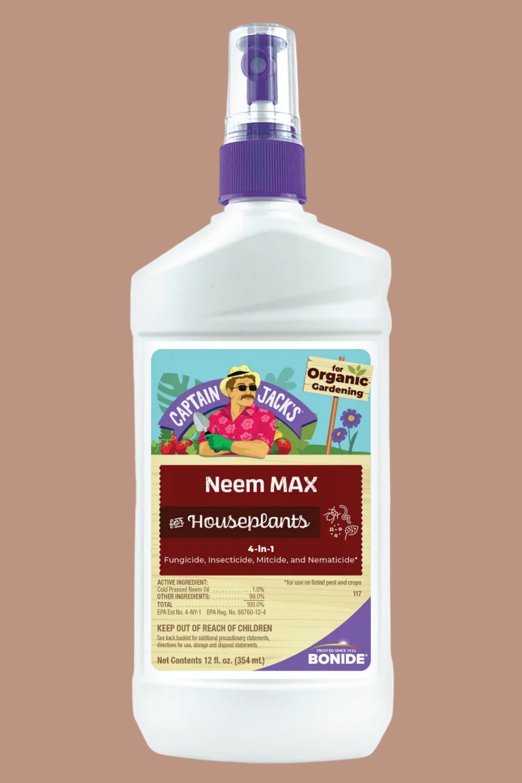 Captain Jack's Neem Max for Houseplants spray bottle on a white background ©Bonide