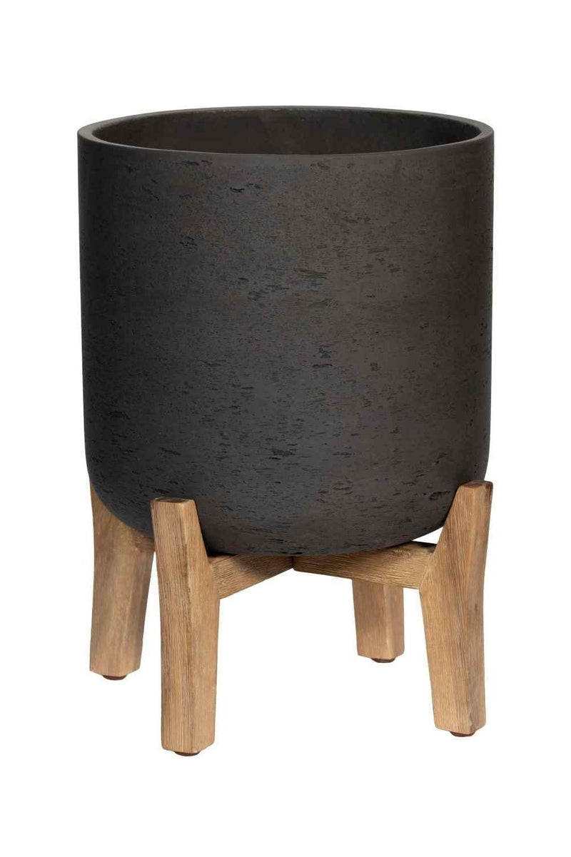 Pottery Pots Charlie Pot Black Washed With Low stand