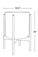 black and white drawing of measurements of the LBE Design the 12 Cylinder pot with stand