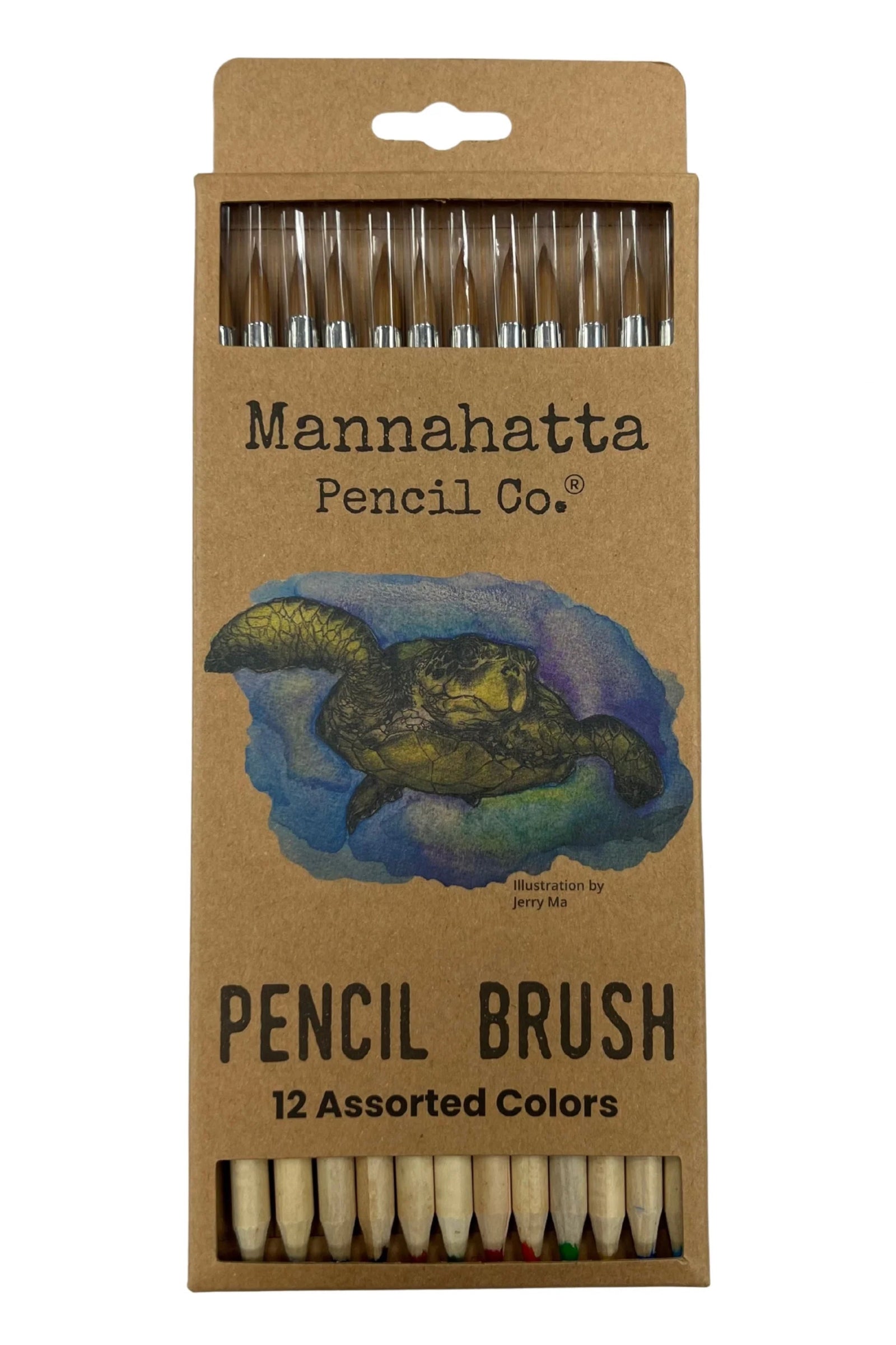 Pack of Mannahatta Pencil Co. pencil brushes with a snake illustration on the packaging. ©Mannahatta Pencil Co.