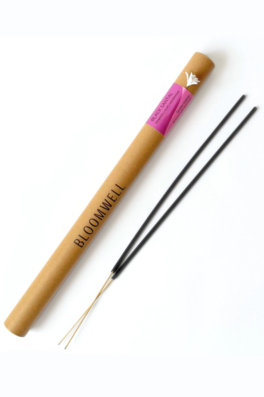 Incense stick with packaging labeled 'Bloomwell' on a white background ©Bloomwell