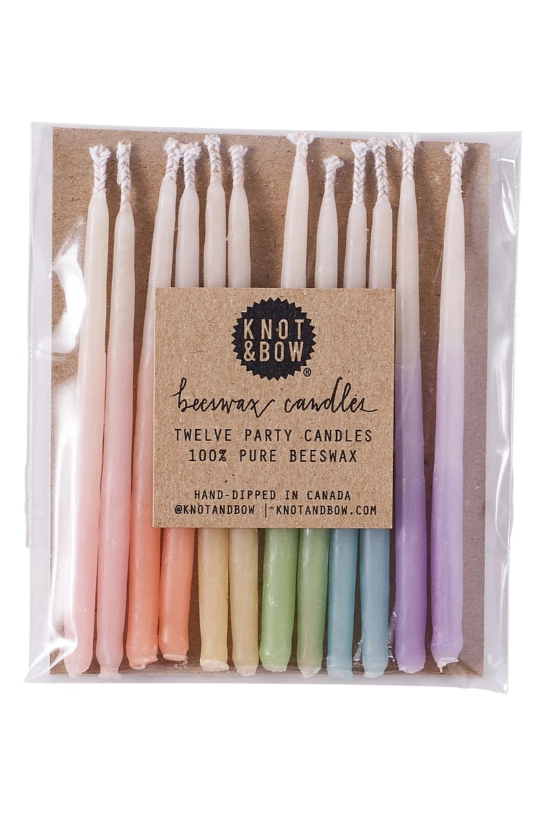 Knot & Bow rainbow ombre short beeswax candles pack on white