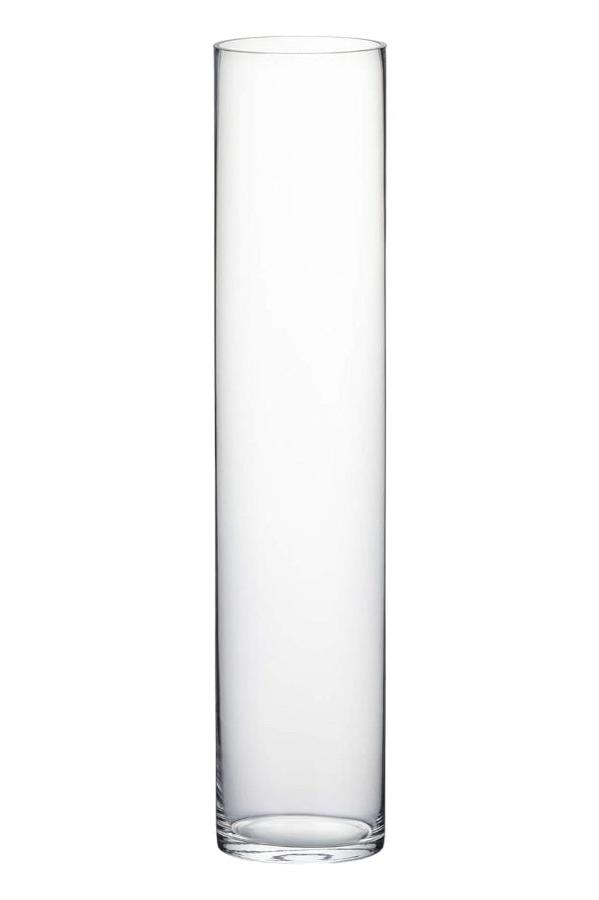 Clear glass 24" x 5" cylinder vase.