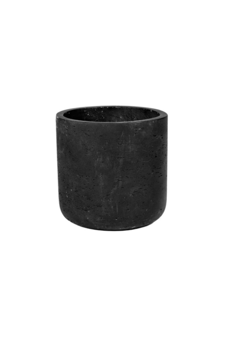 Black washed Charlie Pot by Pottery Pots against a white backdrop