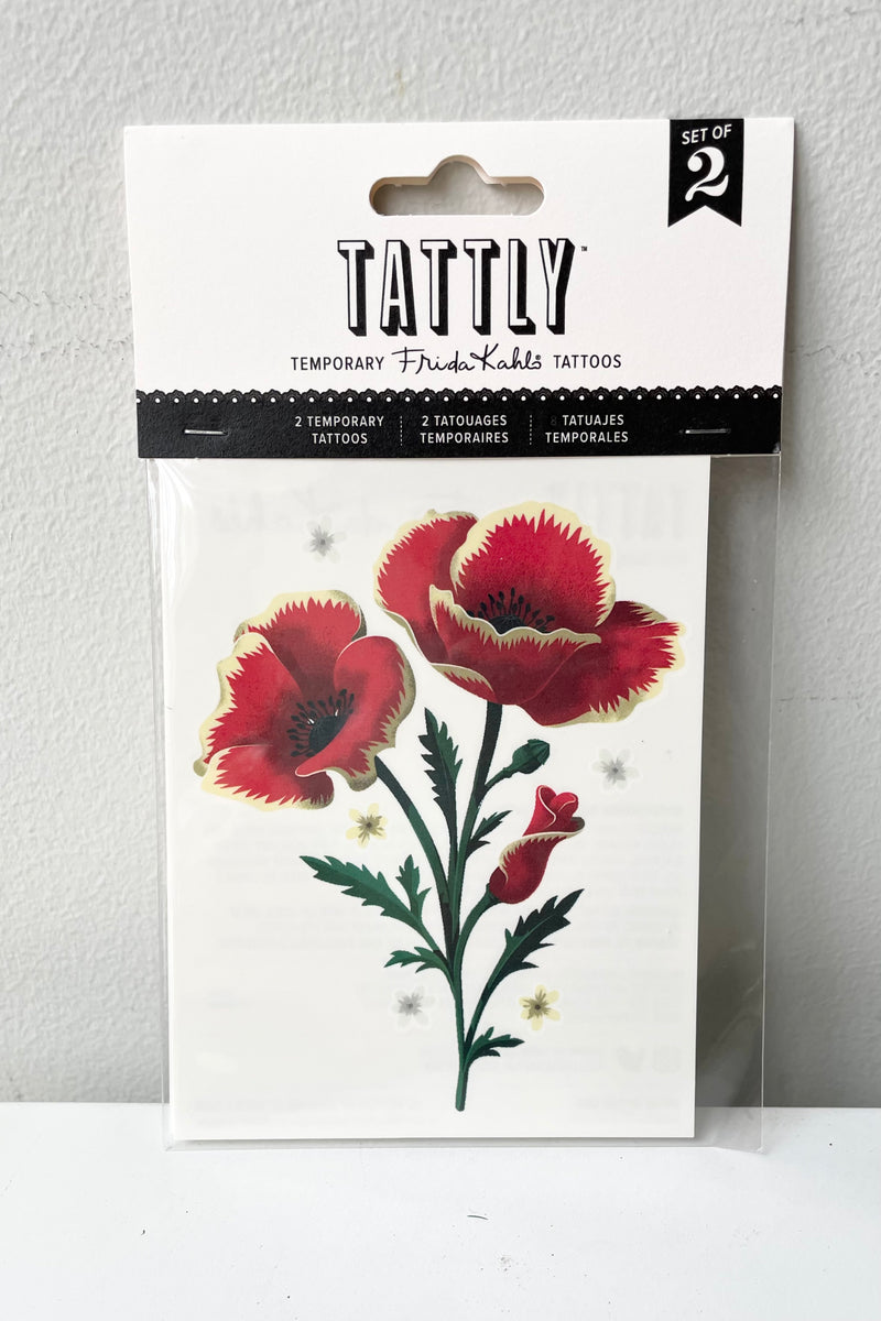 The poppies tattoos set in its packaging.