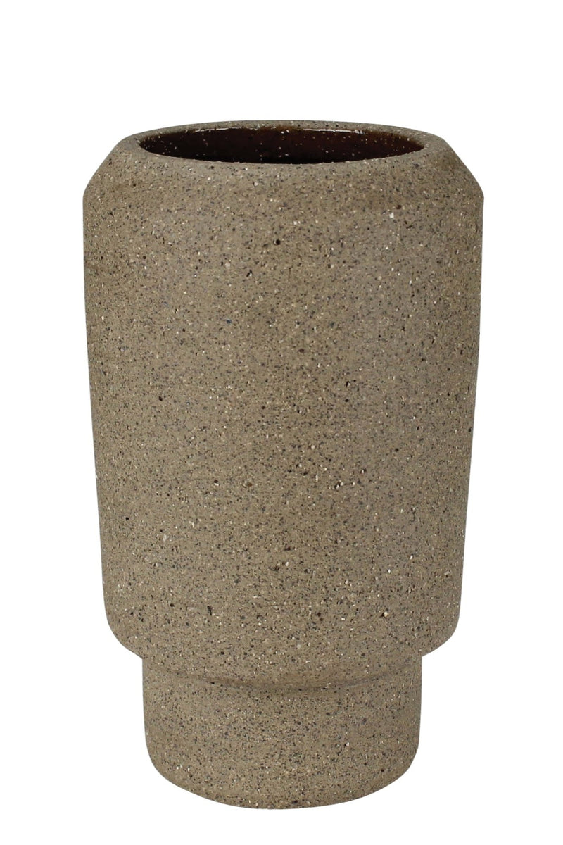 Small Valdez Vase in Natural Clay shown at eye level. 