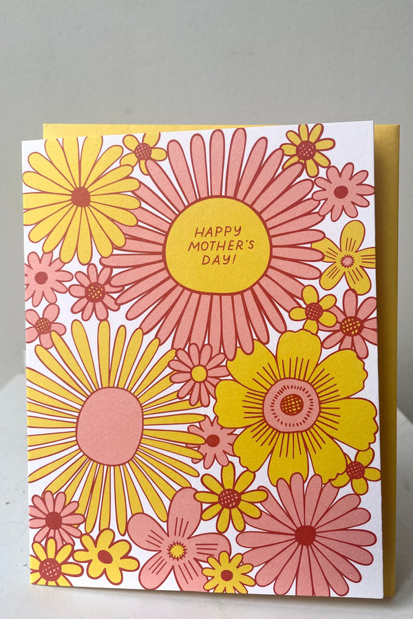 A full frontal view of Daisy Mother's Day Card against white backdrop