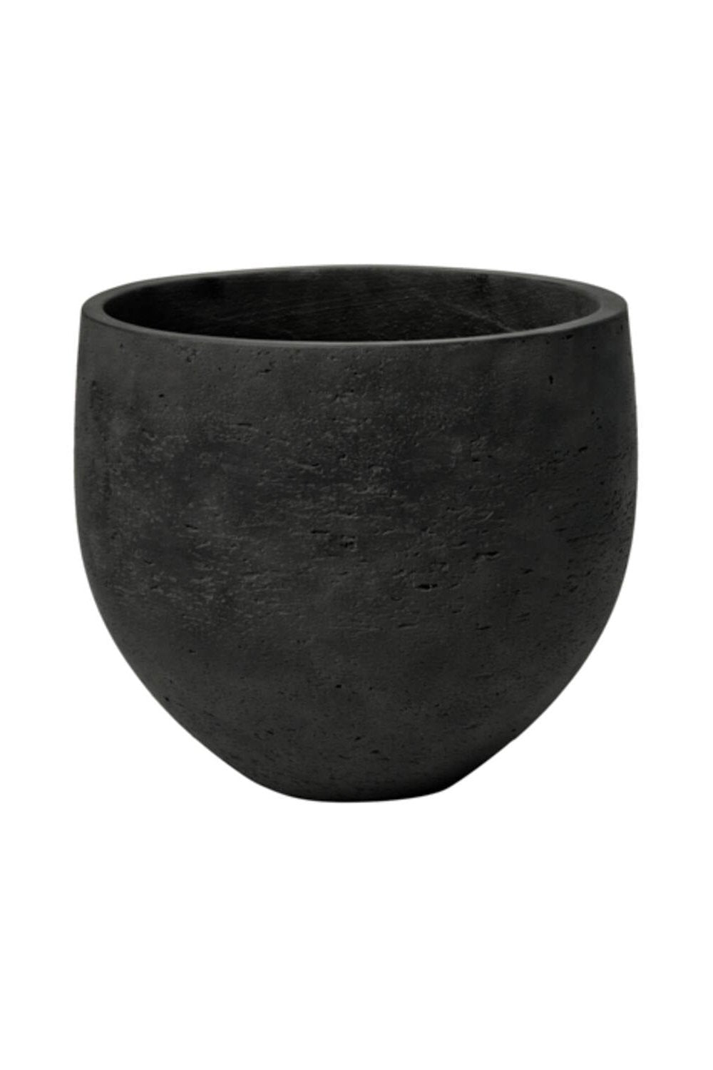 Pottery Pots Mini Orb pot in black washed finish on a white backdrop.