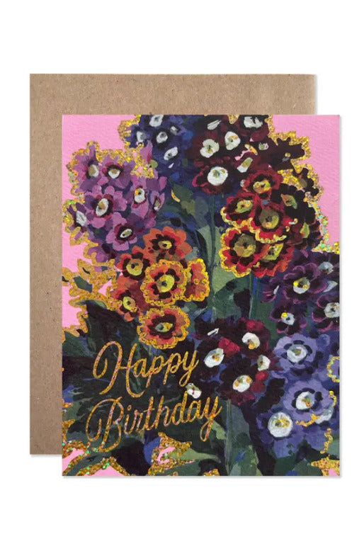 Birthday Auriculas By Helen Dealtry Card ©Hartland Cards