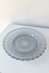 Dentelle Aquamarine Chantilly Glass plate on a white surface