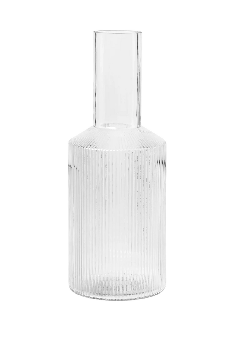 The clear Ripple Carafe shown from the side