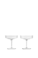 Clear set of Ripple Champagne glasses viewed from the side.