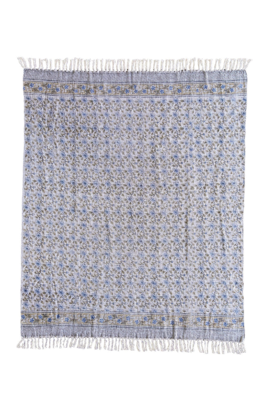 Floral patterned throw blanket with fringe on a white background ©Blue Ocean Traders