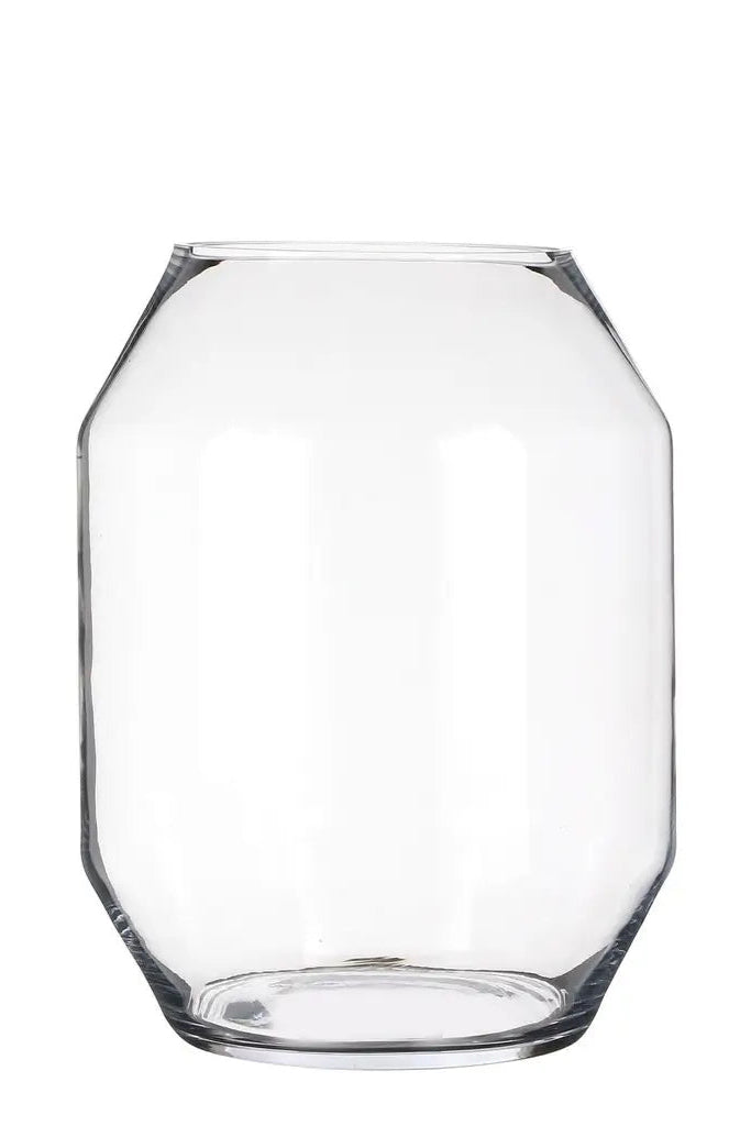 Clear Dali glass vase on a white background ©Creation Jute USA