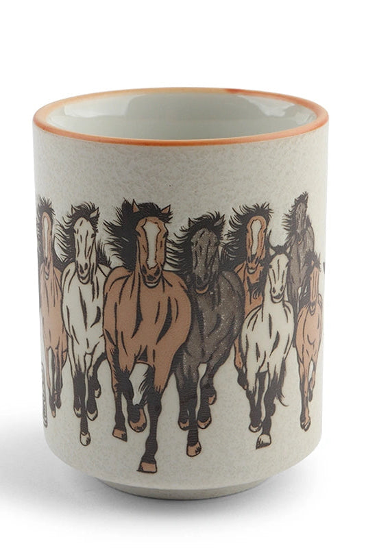 Year of the Horse cup looking from the side on a white backdrop ©Miya Company