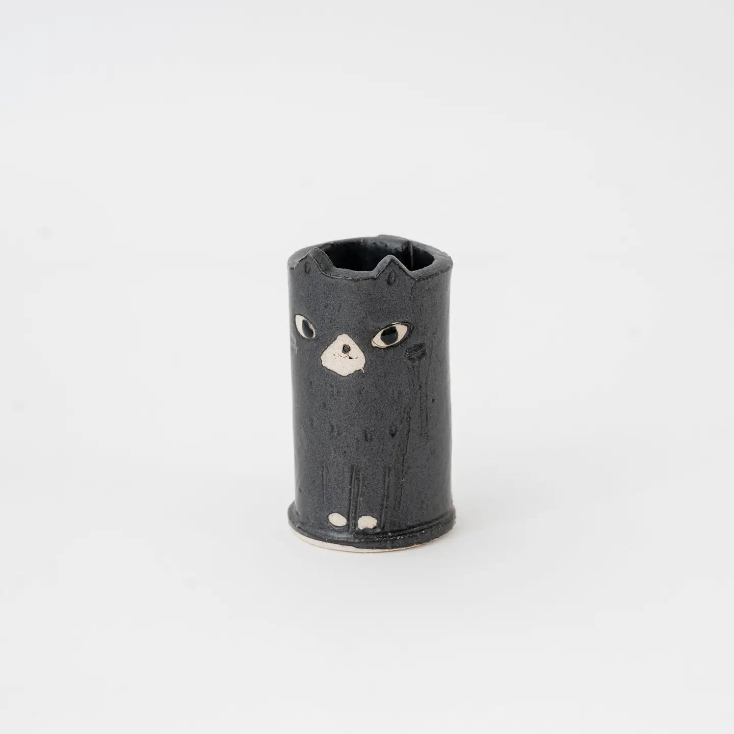 Handmade Ceramic Black Cat Mini Vase