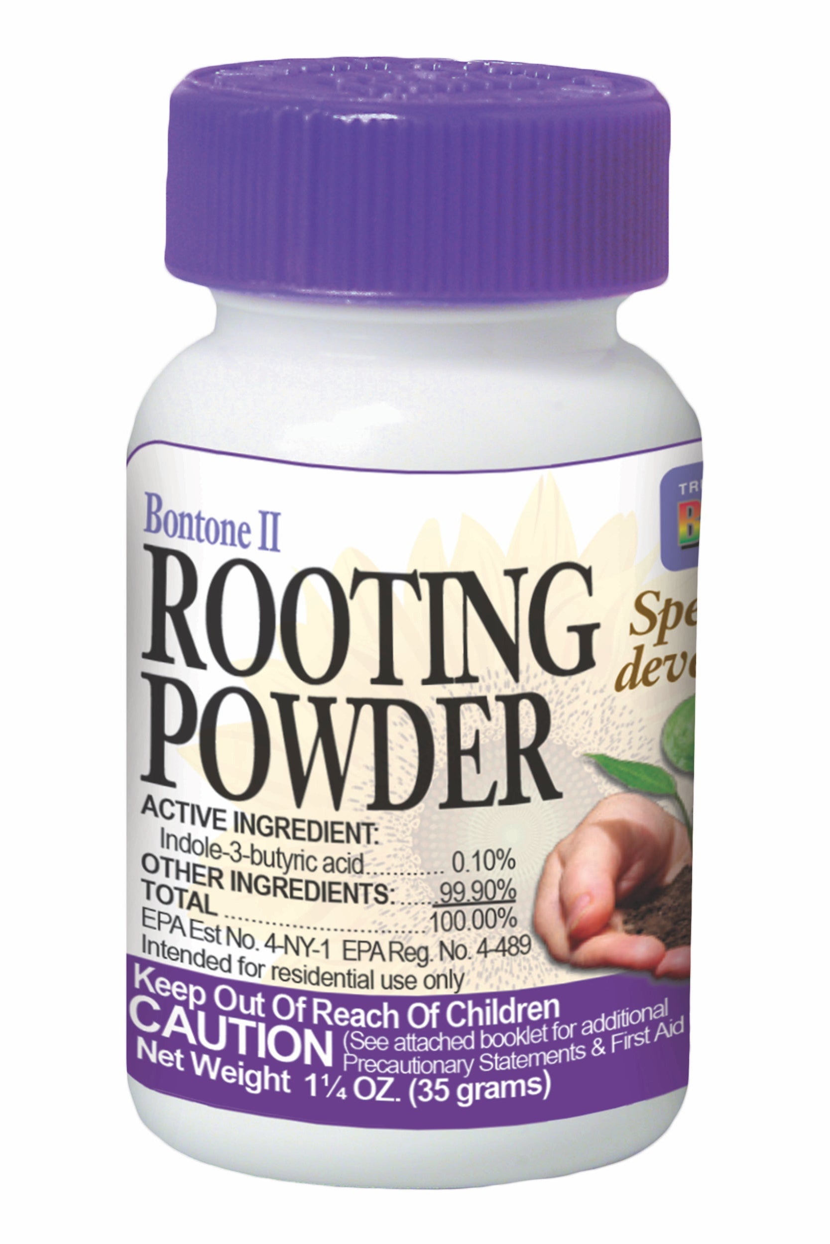 Bontone II Rooting Powder bottle showing the front label. ©Bonide