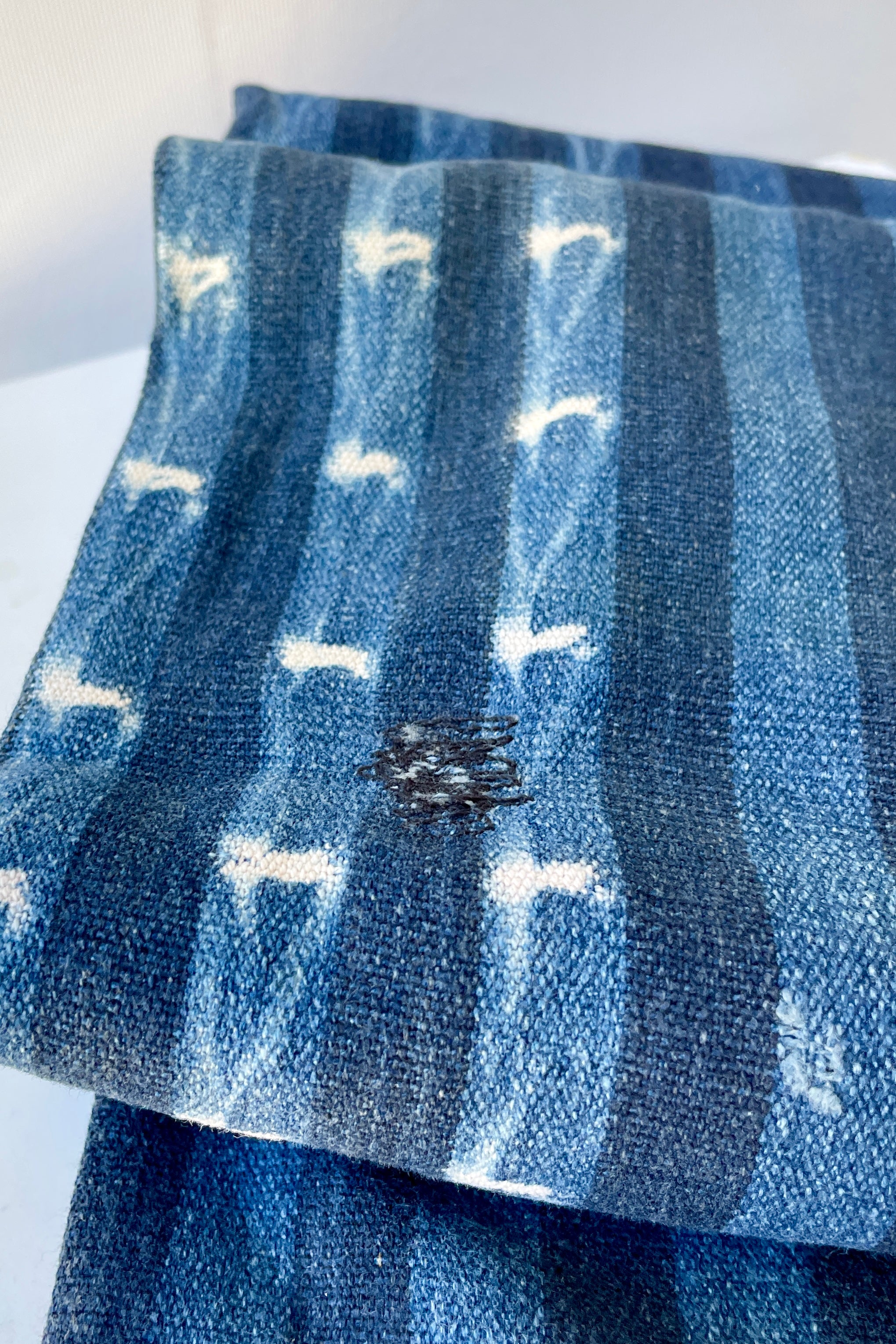 Indigo Tie-dye mud cloth showing some its natural imperfections.