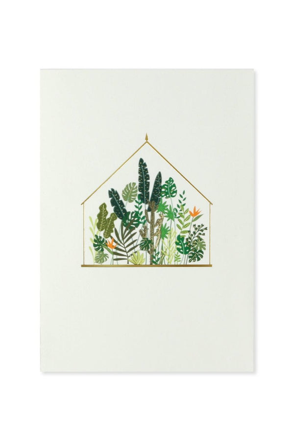 The front of the greenhouse pop up card indicating a house with plants are inside.