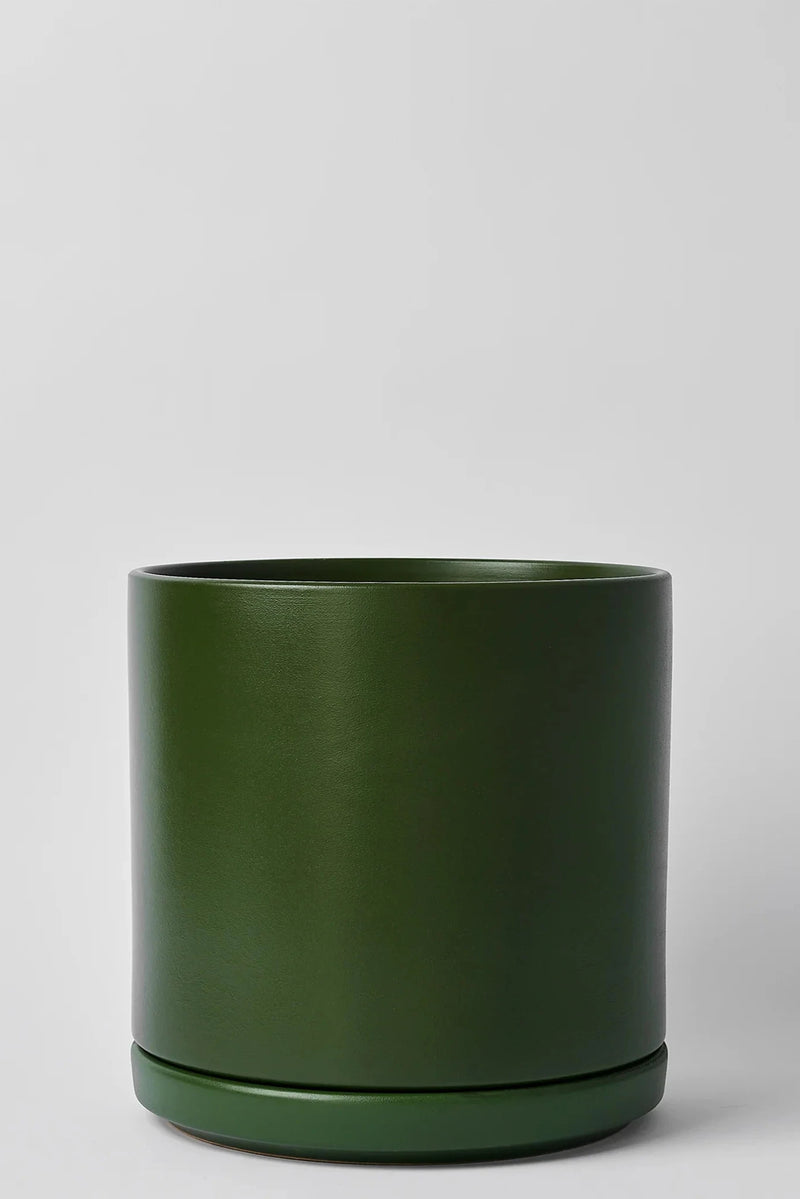 LBE Design Solid Goods Cylinder planter and saucer in Forest Green