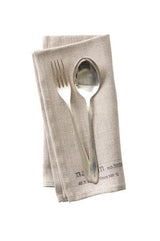 Natural Linen Napkin Folded and with a spoon and fork on top 