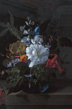 Still life arrangement with flowers and fruits on a dark background in Rachel Ruysch: Nature into Art Book ©Artbook D.A.P.