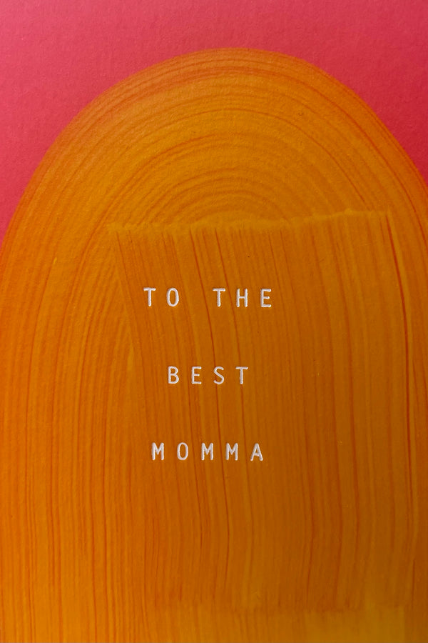 A detailed view of the design on the front of Best Mama Card 