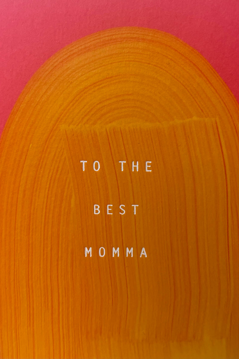 A detailed view of the design on the front of Best Mama Card 