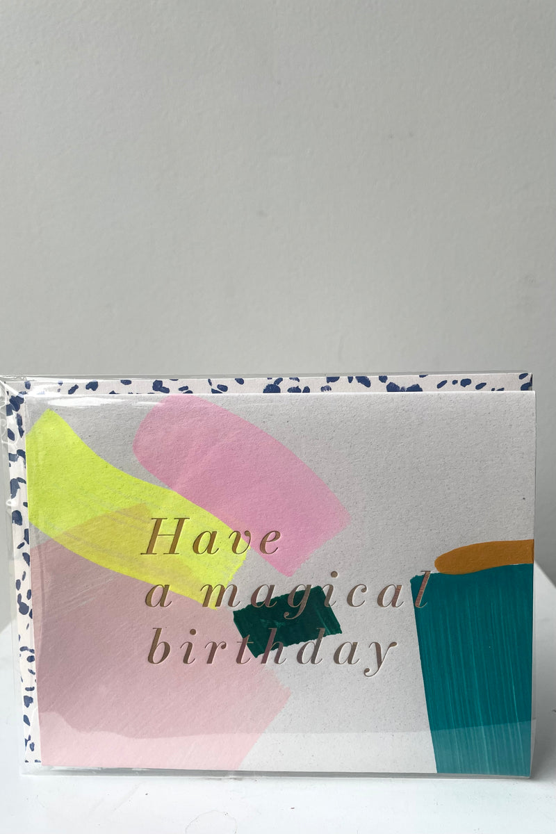 A full frontal view of Magical Birthday Card against white backdrop