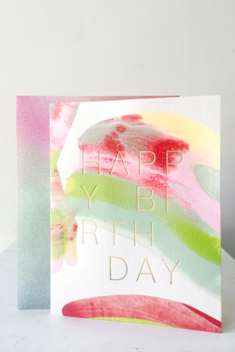 A full frontal view of Hale Birthday Card with envelope against white backdrop