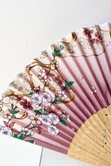 Detail of the Cherry blossom pattern with gold silk fan