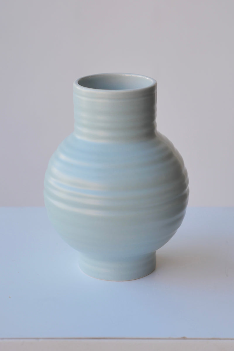 Essential Sky ceramic vase by Hawkins viewed from top side.