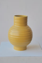 The large Essential Mustart Ceramic vase by Hawkins showing the horizontal ridges. 